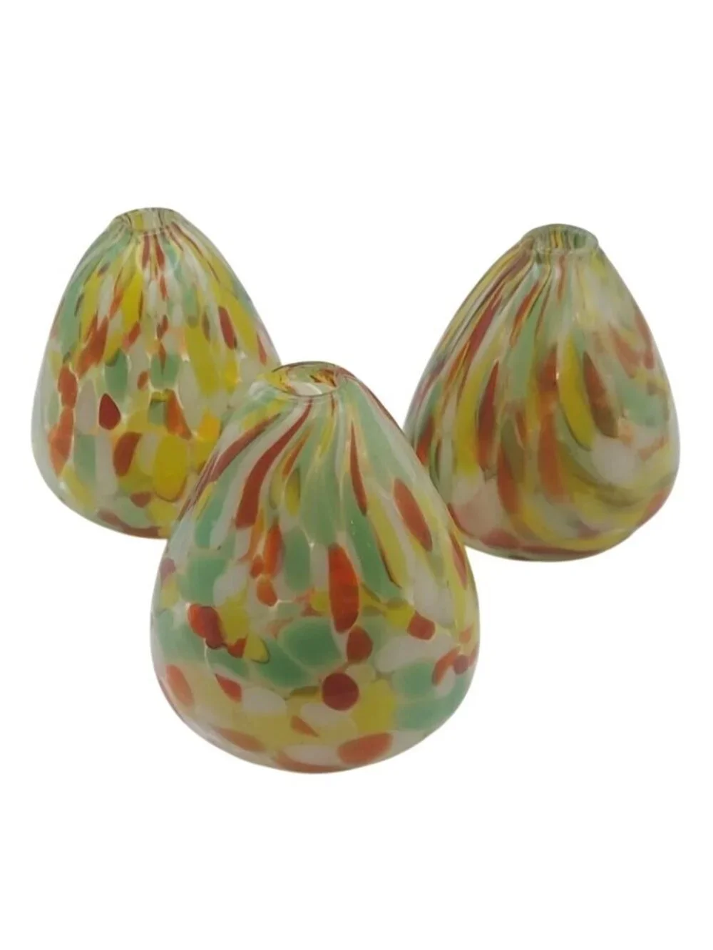 Pearlessence Hand Blown Confetti Tear Drop Art Glass Reed Diffuser Set Of 3